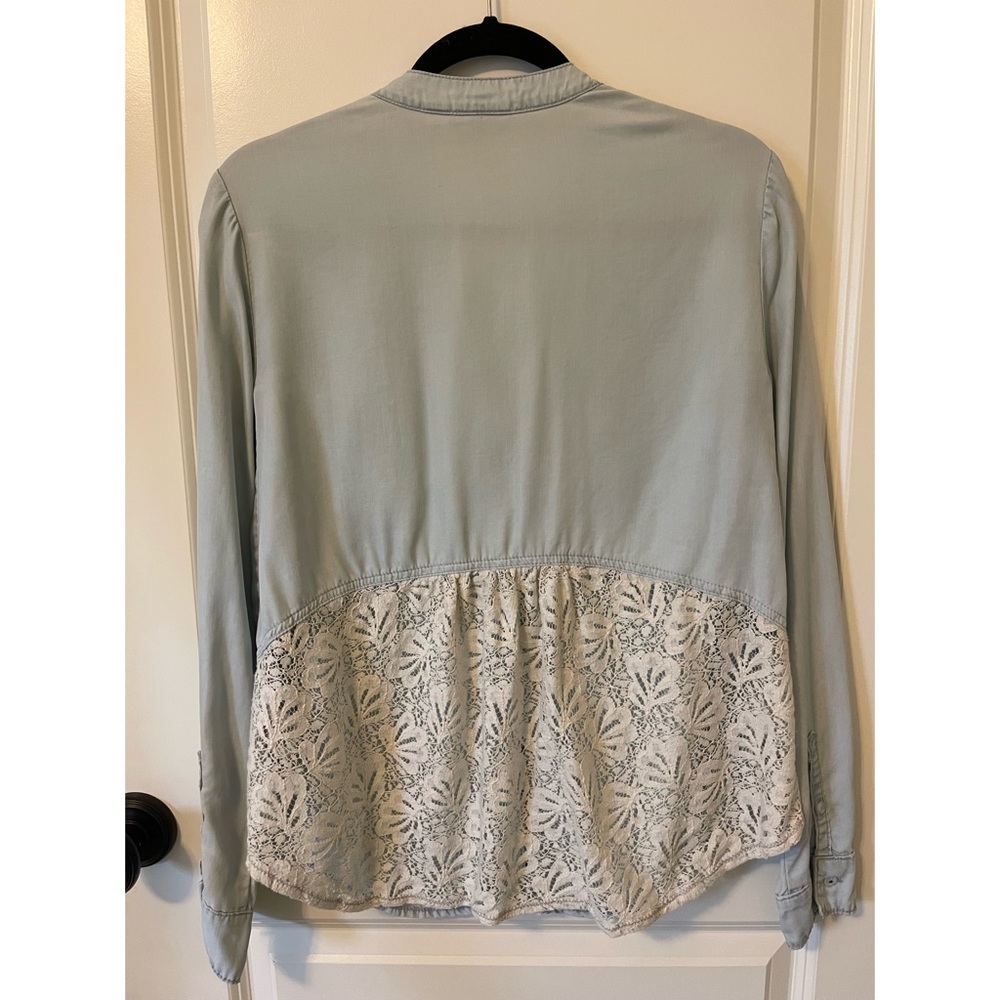 Anthropologie Holding Horses Lace Chambray Top - Picture 3 of 9